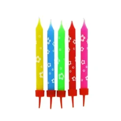 Bougies muticolores fleurs (x 10)-Cerf Dellier Hot