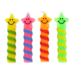 Bougies Smileys Etoiles (x 4)-Cerf Dellier New