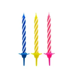 Bougies torsadées 6 cm fines assorties (x 12)-Cerf Dellier New