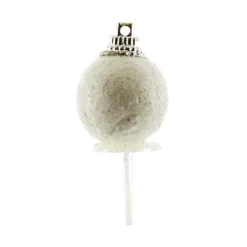 Boules de Noël blanches paillettes sur pique (x50)-Cerf Dellier Clearance