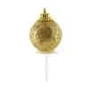Boules de Noël dorées paillettes sur pique (x50)-Cerf Dellier