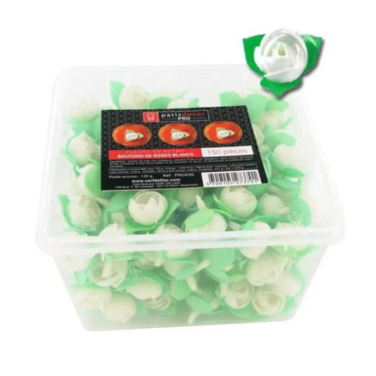 Boutons de roses blancs en azyme (x150)-Cerf Dellier Online