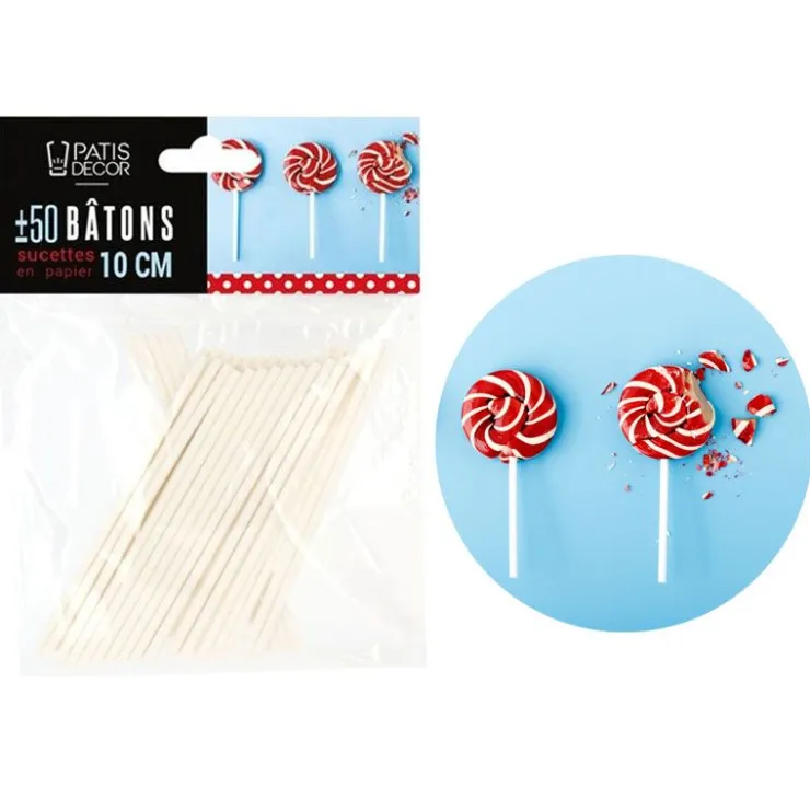 Bâtons de sucettes Patisdécor 10 cm (± 50)-Cerf Dellier Online