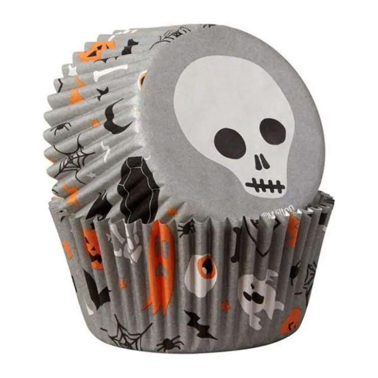 Caissette cupcake Halloween Tête de Mort Wilton (x75)-Cerf Dellier Sale