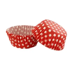 Caissettes cupcakes rouges à pois (x50)-Cerf Dellier Hot