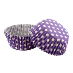Caissettes cupcakes violettes à pois blancs (x50)-Cerf Dellier Outlet