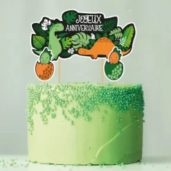 Cake topper assortis "Joyeux anniversaire" thème Dinosaures-Cerf Dellier Discount