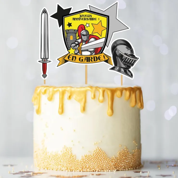 Cake topper assortis "Joyeux anniversaire" thème Chevaliers-Cerf Dellier New