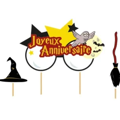 Cake topper assortis "Joyeux anniversaire" thème Sorciers-Cerf Dellier Sale