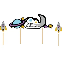 Cake topper assortis "Joyeux anniversaire" thème Galaxie-Cerf Dellier Outlet