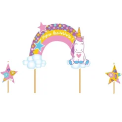 Cake topper assortis "Joyeux anniversaire" thème Licorne-Cerf Dellier