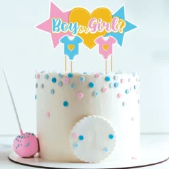 Cake topper assortis thème Gender reveal "Fille ou garçon"-Cerf Dellier New
