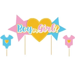 Cake topper assortis thème Gender reveal "Fille ou garçon"-Cerf Dellier New