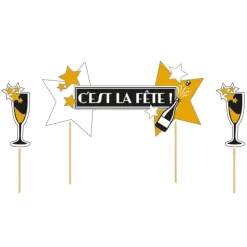 Cake topper assortis thème Festif "C'est la fête"-Cerf Dellier Discount