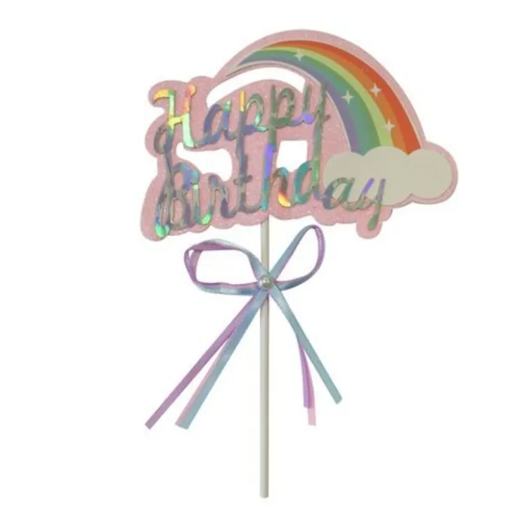 Cake topper Happy Birthday arc en ciel-Cerf Dellier