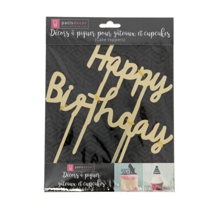 Cake Topper Happy Birthday doré-Cerf Dellier Online