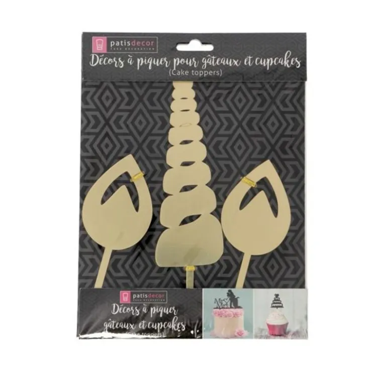 Cake Topper Licorne Dorés-Cerf Dellier New