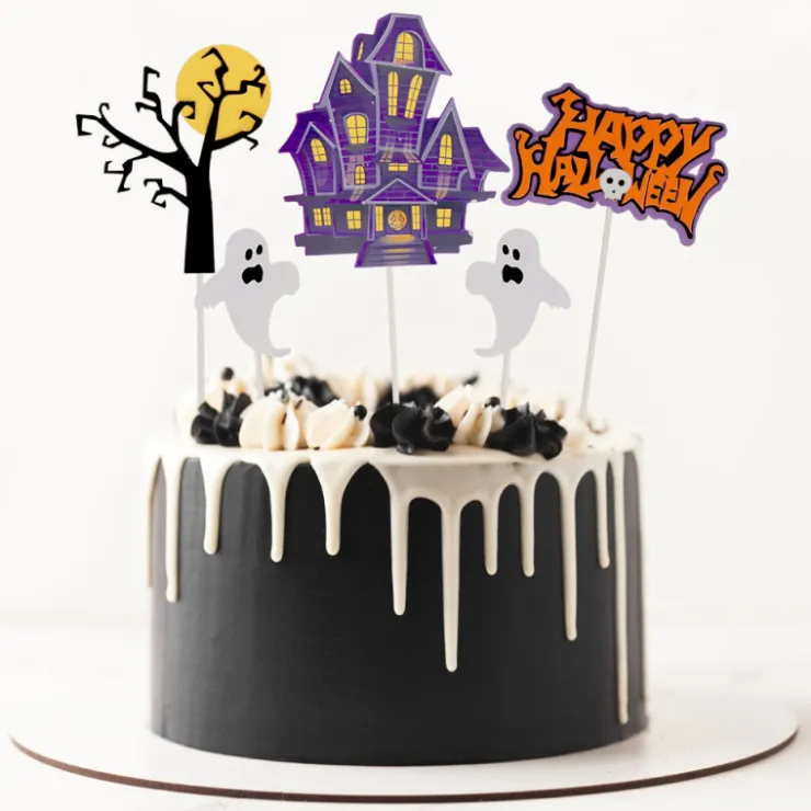 Cake toppers assortis thème Halloween 3 (x5)-Cerf Dellier Discount