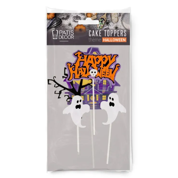 Cake toppers assortis thème Halloween 3 (x5)-Cerf Dellier Discount
