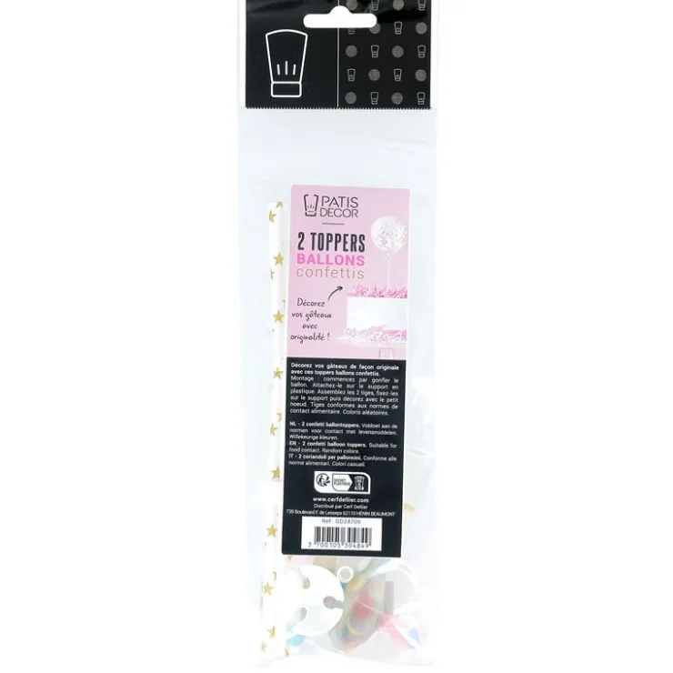 Cake toppers ballons & confettis (x2)-Cerf Dellier Online