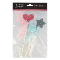 Cake toppers cœur et étoile (x 2)-Cerf Dellier New