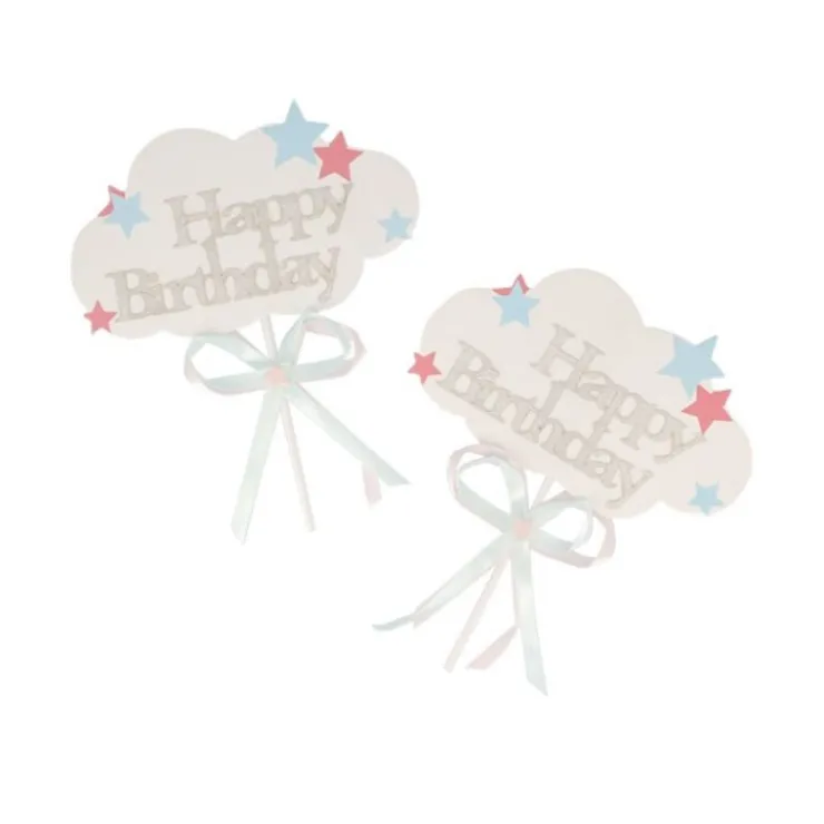 Cake Toppers nuages Happy Birthday (x 2)-Cerf Dellier Sale