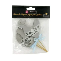 Cake toppers Pâques gris (x3)-Cerf Dellier Hot
