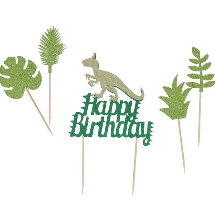 Cake toppers "Happy birthday" thème dinosaures-Cerf Dellier Online