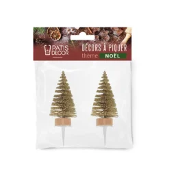 Cake toppers sapins dorés-Cerf Dellier