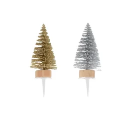 Cake toppers sapins dorés et argentés-Cerf Dellier Clearance