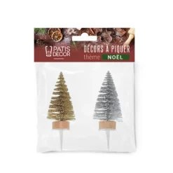 Cake toppers sapins dorés et argentés-Cerf Dellier Clearance