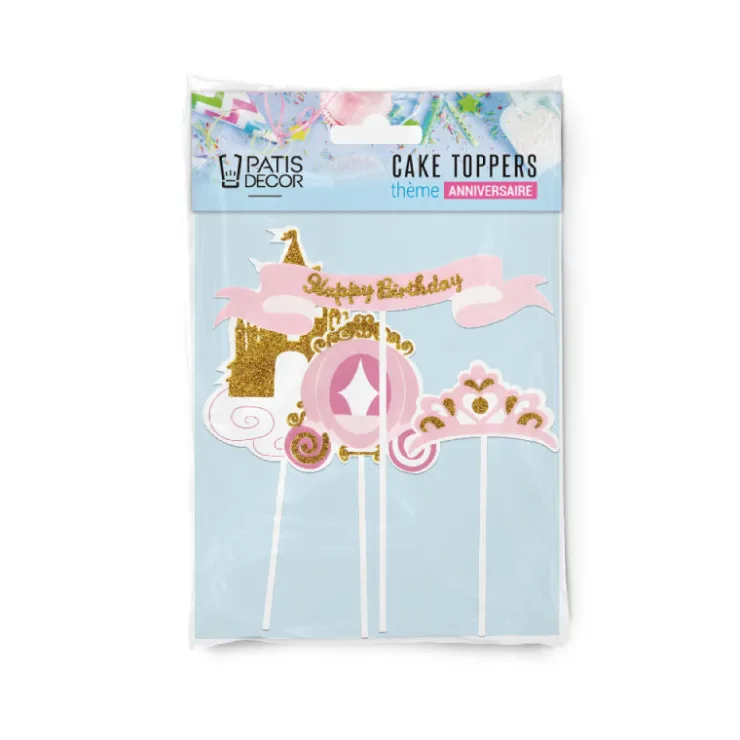 Cakes toppers Anniversaire princesses (x4)-Cerf Dellier Outlet