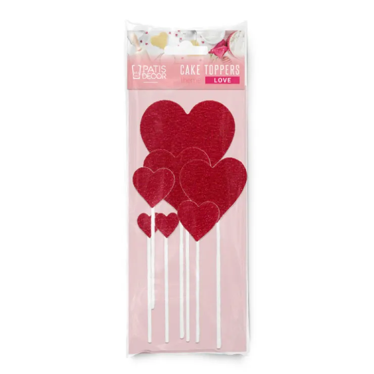 Cakes toppers cœurs brillants (x7)-Cerf Dellier Sale