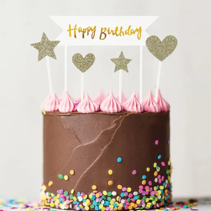 Cakes toppers "Happy birthday" 2 (x10)-Cerf Dellier