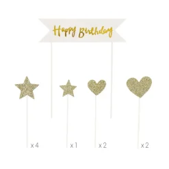 Cakes toppers "Happy birthday" 2 (x10)-Cerf Dellier