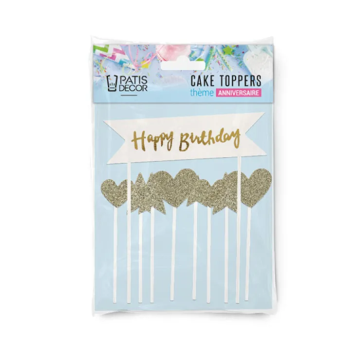 Cakes toppers "Happy birthday" 2 (x10)-Cerf Dellier