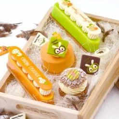 Carrés chocolat lapins à lunettes Joyeuses Pâques assortis (x80)-Cerf Dellier Discount