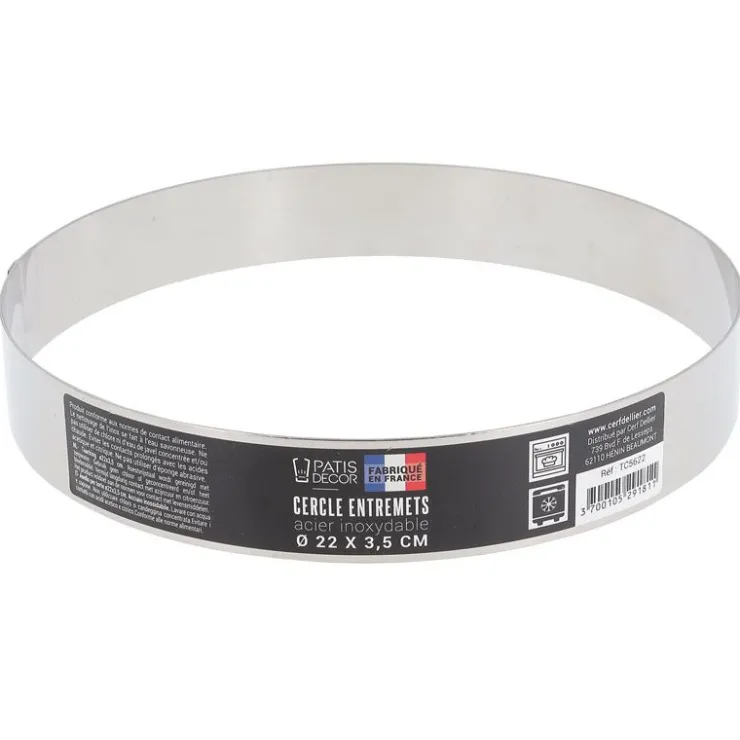 Cercle à entremets inox H 3,5 cm Ø 22 cm-Cerf Dellier Clearance