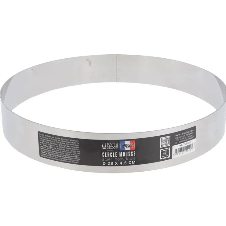 Cercle à mousse inox H 4,5 cm Ø 28 cm-Cerf Dellier New