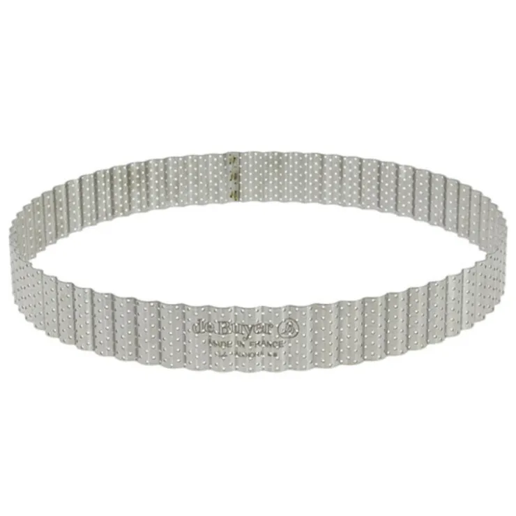 Cercle à tarte cannelé et perforé inox H 3 cm De Buyer-Cerf Dellier Discount