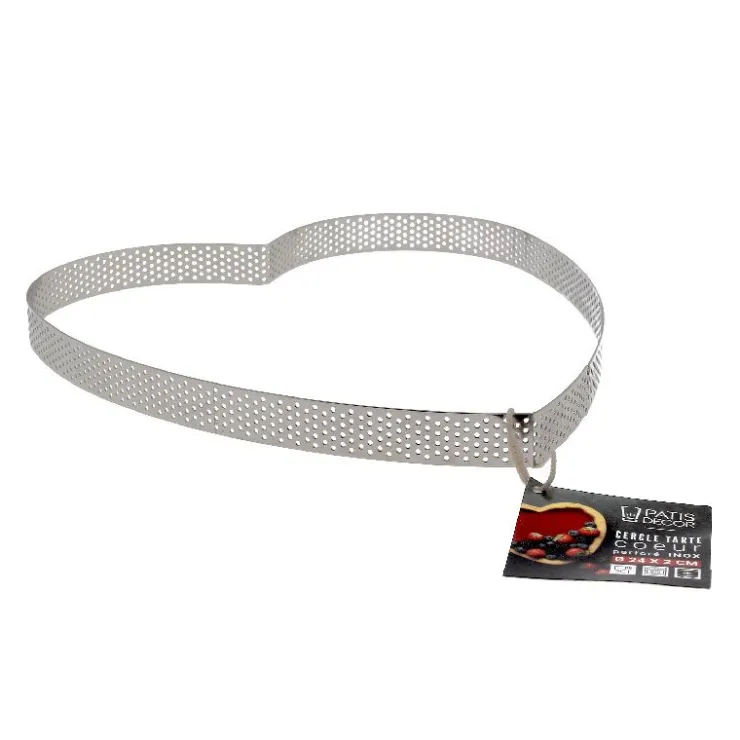 Cercle à tarte perforé coeur inox H 2 cm Ø 24 cm-Cerf Dellier Clearance