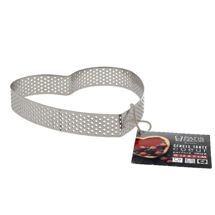 Cercle à tarte perforé coeur inox H 2 cm Ø 12 cm-Cerf Dellier New