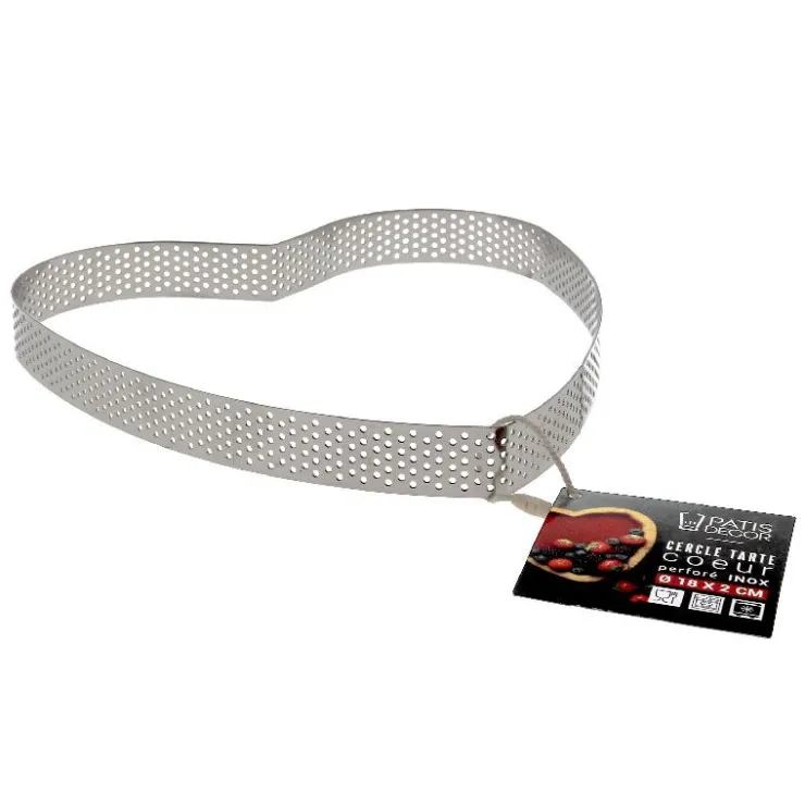 Cercle à tarte perforé coeur inox H 2 cm Ø 18 cm-Cerf Dellier Hot