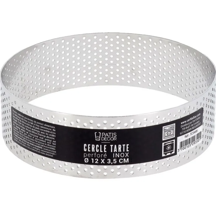 Cercle à tarte perforé inox H 3,5 cm Ø 12 cm-Cerf Dellier Sale