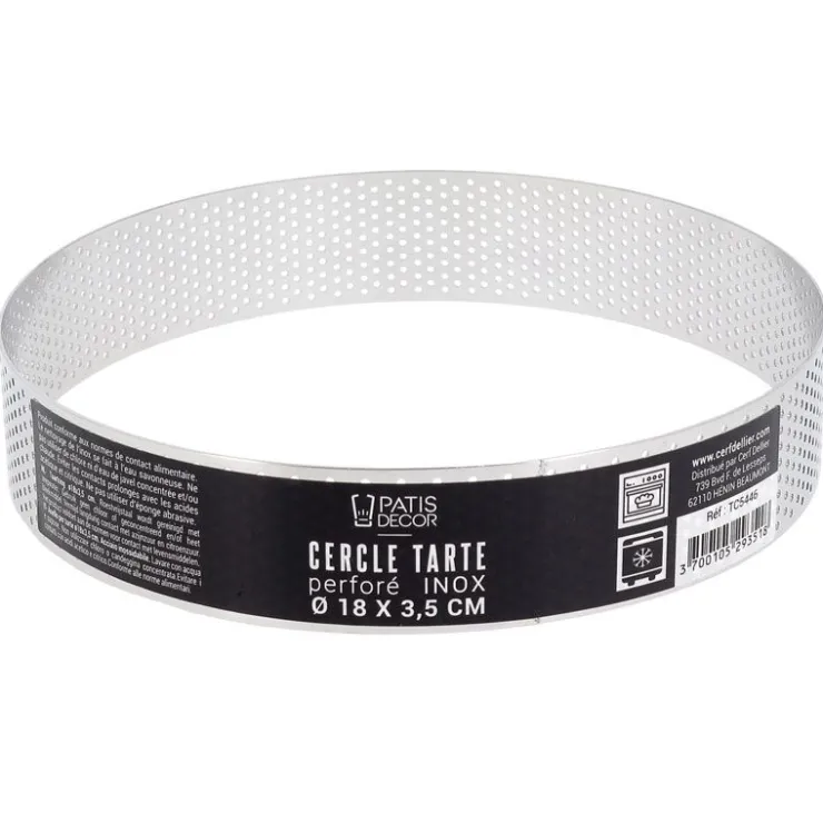 Cercle à tarte perforé inox H 3,5 cm Ø 18 cm-Cerf Dellier Discount