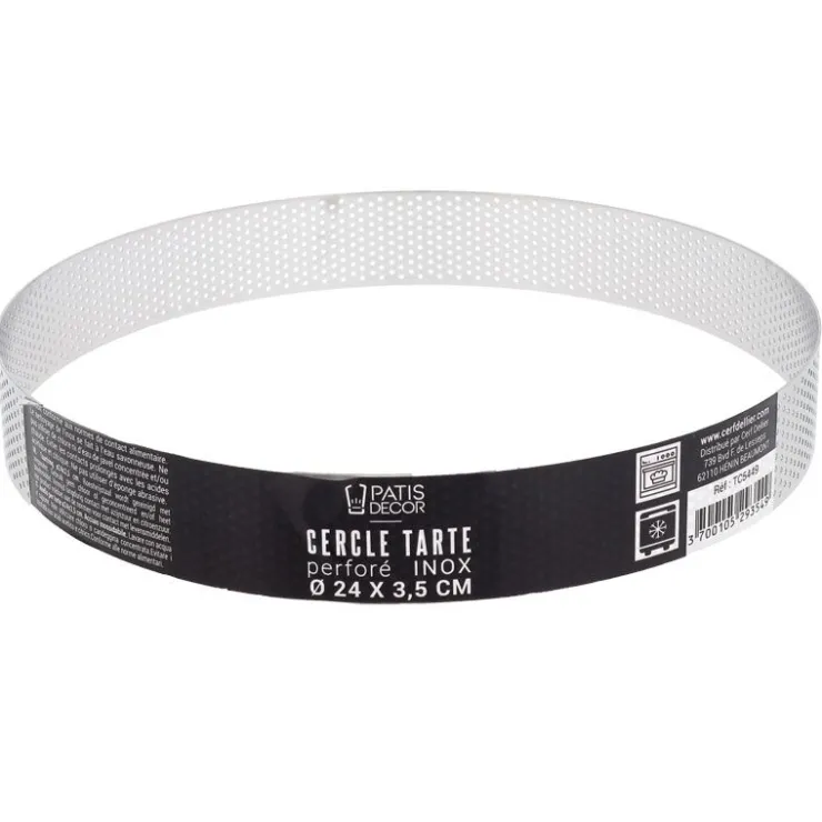 Cercle à tarte perforé inox H 3,5 cm Ø 24 cm-Cerf Dellier Hot