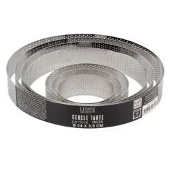 Cercle à tarte perforé inox H 3,5 cm Ø 10 cm-Cerf Dellier