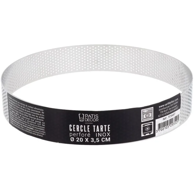 Cercle à tarte perforé inox H 3,5 cm Ø 20 cm-Cerf Dellier Sale