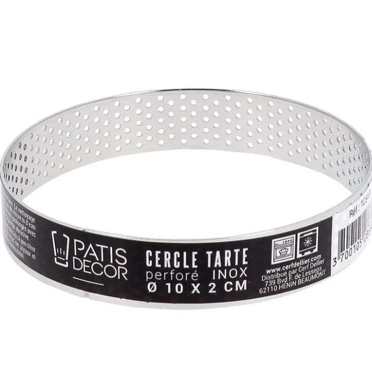 Cercle à tarte perforé inox H 2 cm Ø 10 cm-Cerf Dellier Hot