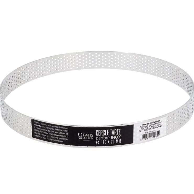 Cercle à tarte perforé inox H 2 cm Ø 17,8 cm-Cerf Dellier